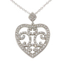 Closeout-Silver 925 Rhodium Plated Heart Pendant Necklace with CZ - BGP00080 | Silver Palace Inc.