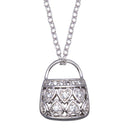 Closeout-Silver 925 Clear CZ Rhodium Plated Purse Necklace - BGP00081 | Silver Palace Inc.