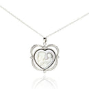 Closeout-Silver 925 Rhodium Plated Mother Of Pearl Family Image Pendant  -  BGP00219 | Silver Palace Inc.