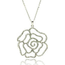 Closeout-Silver 925 Rhodium Plated Outline Flower CZ Necklace - BGP00318 | Silver Palace Inc.
