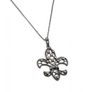 Silver 925 Black Rhodium Plated Open Fleur De Lis CZ Necklace - BGP00433 | Silver Palace Inc.