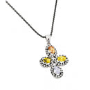 Closeout-Silver 925 Rhodium Plated Multicolor Flower Black and Clear CZ Necklace - BGP00706 | Silver Palace Inc.