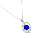 Silver 925 Rhodium Plated Blue CZ Circle Pendant - BGP00722 | Silver Palace Inc.