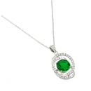 Silver 925 Rhodium Plated Green CZ Circle Pendant - BGP00724 | Silver Palace Inc.
