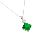 Silver 925 Rhodium Plated Green CZ Square Pendant - BGP00728 | Silver Palace Inc.