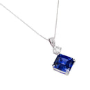 Silver 925 Rhodium Plated Blue CZ Square Pendant - BGP00726 | Silver Palace Inc.