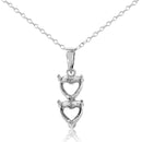 Silver 925 Rhodium Plated Personalized 2 Heart Drop Mounting Necklace - BGP00781 | Silver Palace Inc.