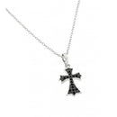 Silver 925 Rhodium Plated Black Cross CZ Inlay Necklace - BGP00806 | Silver Palace Inc.