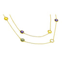 Silver 925 Gold Plate Multi Color CZ Stone Necklace - BGP00869-40 | Silver Palace Inc.