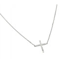 Silver 925 Rhodium Plated Clear CZ Square Cross Pendant Necklace - BGP00883RHD | Silver Palace Inc.