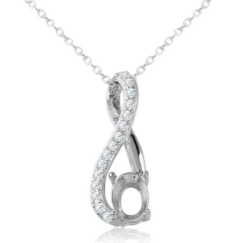 Silver 925 Rhodium Plated Infinity with CZ and Mounting Necklace - BGP00909 | Silver Palace Inc.