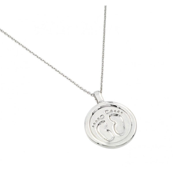 Silver 925 Rhodium Plated Footprints Pendant Necklace - BGP00952 | Silver Palace Inc.