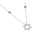 Silver 925 Rhodium Plated Round Evil Eye and Star of David Necklace - BGP00979 | Silver Palace Inc.