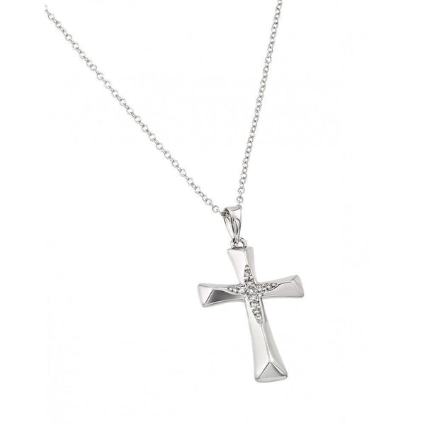 Silver 925 Rhodium Plated Cross Pendant - BGP00992 | Silver Palace Inc.