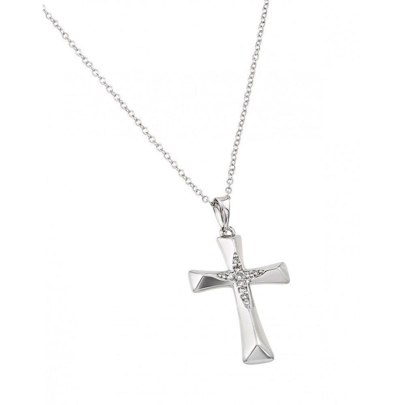 Silver 925 Rhodium Plated Cross Pendant - BGP00992 | Silver Palace Inc.