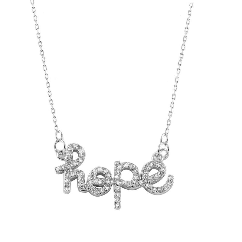 Silver 925 Rhodium Plated Hope Necklace - BGP01006 | Silver Palace Inc.
