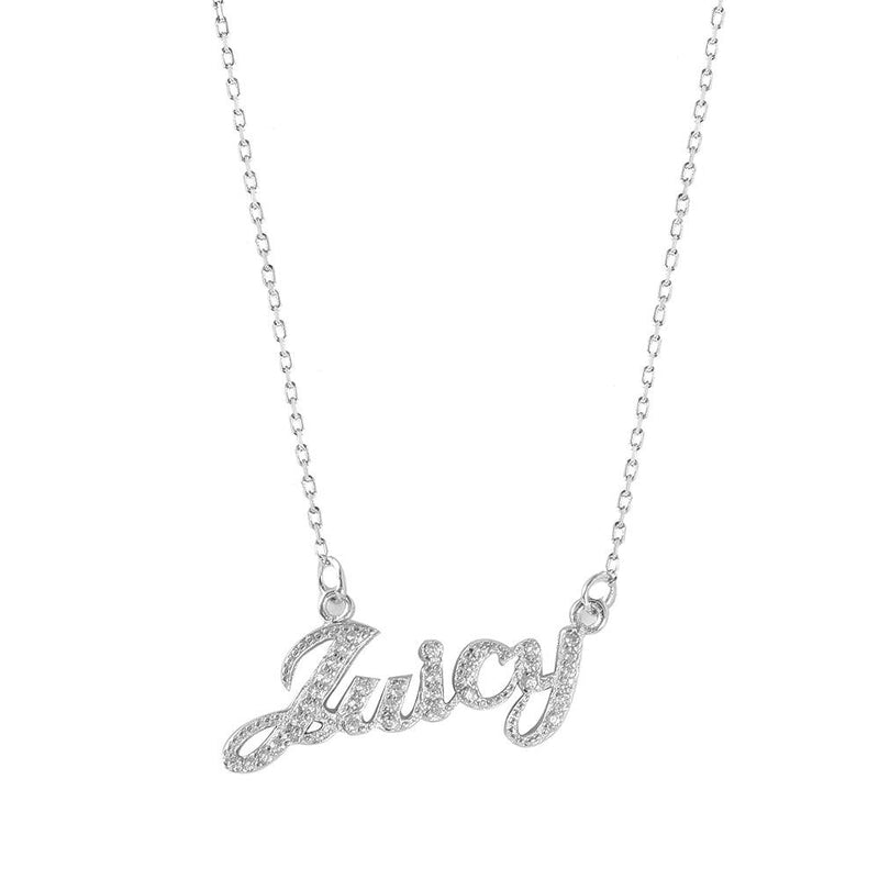 Silver 925 Rhodium Plated Juicy Necklace with CZ - BGP01019 | Silver Palace Inc.