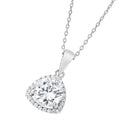 Silver 925 Rhodium Plated CZ Open Triangular Necklace - BGP01044 | Silver Palace Inc.