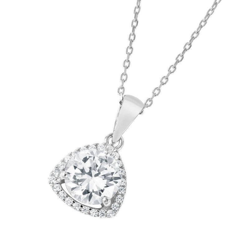 Silver 925 Rhodium Plated CZ Open Triangular Necklace - BGP01044 | Silver Palace Inc.