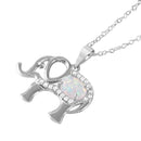 Silver 925 Rhodium Plated Opal Clear CZ Elephant Pendant Necklace - BGP01056 | Silver Palace Inc.