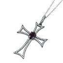 Silver 925 Nickel Free Black Rhodium Plated Celtic Cross with CZ - BGP01057 | Silver Palace Inc.