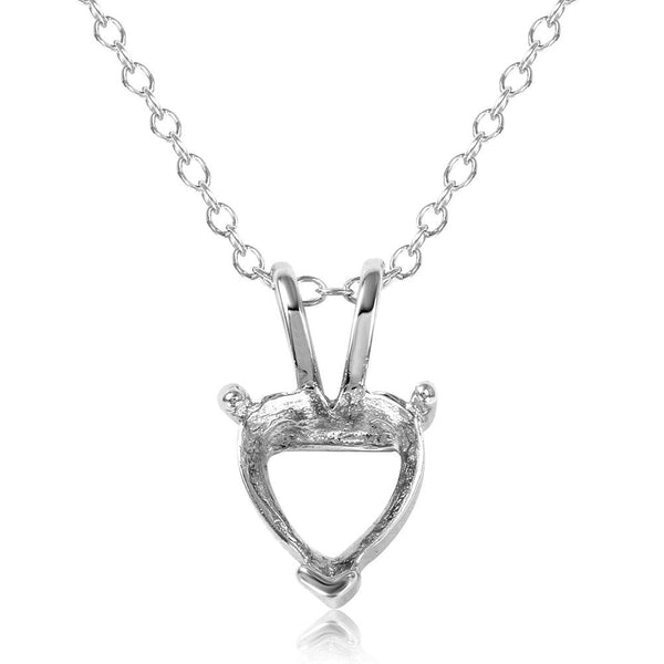 Silver 925 Rhodium Plated Mounting Heart Necklace - BGP01059 | Silver Palace Inc.