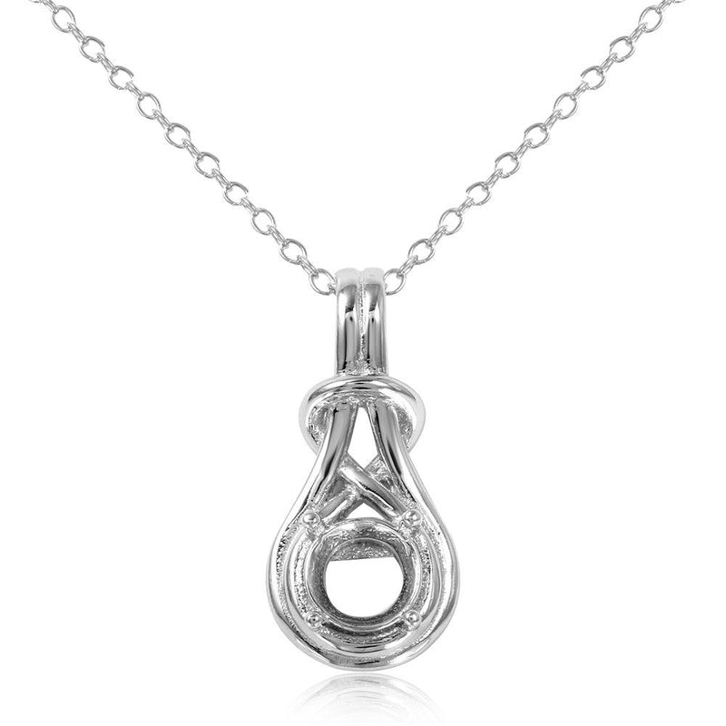 Silver 925 Rhodium Plated Braided Mounting Pendant with Chain - BGP01060 | Silver Palace Inc.