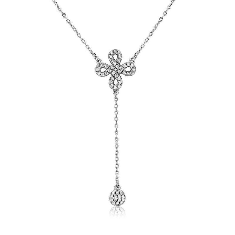 Silver 925 Rhodium Plated Infinity Sign with Hanging CZ Necklace - BGP01108 | Silver Palace Inc.