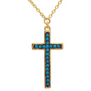 Silver 925 Gold Plated Turquoise Stone Cross Necklace - BGP01109 | Silver Palace Inc.