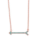 Silver 925 Rose Gold Arrow Necklace with Turquoise Stones - BGP01157RGP | Silver Palace Inc.