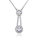 Silver 925 Rhodium Plated Double Halo Drop CZ Necklace - BGP01170 | Silver Palace Inc.