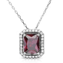 Silver 925 Rhodium Plated Purple Square Halo Pendant - BGP01174AMY | Silver Palace Inc.