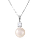 Silver 925 Rhodium Plated Round CZ with Dangling Pearl - BGP01192 | Silver Palace Inc.