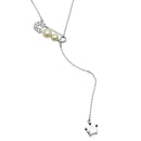 Silver 925 Rhodium Plated CZ Pin with Fresh Water Pearl Dropped Crown Necklace - BGP01204 | Silver Palace Inc.