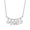 Silver 925 Rhodium Plated Slanted Line Bar Necklace with Dangling Charms - BGP01209 | Silver Palace Inc.