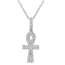 Silver 925 Rhodium Plated Thick Egyptian CZ Cross - BGP01217 | Silver Palace Inc.