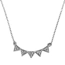 Silver 925 Rhodium Plated 5 CZ Encrusted Triangle Necklace - BGP01247 | Silver Palace Inc.