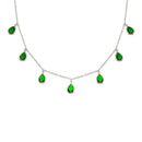 Silver 925 Rhodium Plated Dangling Green CZ Teardrop Necklace - BGP01250GRN