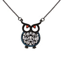 Silver 925 Black Rhodium Plated Multi-Colored Owl CZ Necklace - BGP01270 | Silver Palace Inc.