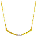 Silver 925 Gold Plated Bamboo Pendant Necklace with CZ - BGP01276 | Silver Palace Inc.