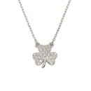 Silver 925 Rhodium Plated 925 Clover Necklace CZ Necklace - BGP01307 | Silver Palace Inc.