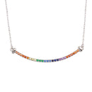 Silver 925 Rhodium Plated Curve Pendant Necklace with Rainbow CZ - BGP01310 | Silver Palace Inc.