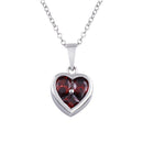 Silver 925 Rhodium Plated Heart Red CZ Necklace - BGP01312RED | Silver Palace Inc.