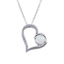 Silver 925 Rhodium Plated Heart Synthetic Opal Pendant Necklace - BGP01314 | Silver Palace Inc.