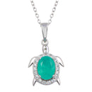 Silver 925 Turtle Pendant Necklace with Light Blue CZ - BGP01320 | Silver Palace Inc.
