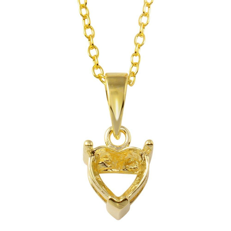 Silver 925 Gold Plated Mounting Heart Necklace - BGP01327GP | Silver Palace Inc.