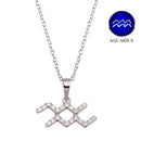 Silver 925 Rhodium Plated Aquarius CZ Zodiac Sign Necklace - BGP01328 | Silver Palace Inc.