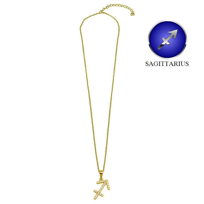 Collar con signo del zodiaco Sagitario CZ chapado en oro de plata 925 - BGP01330GP