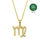 Silver 925 Gold Plated Virgo CZ Zodiac Sign Necklace - BGP01331GP | Silver Palace Inc.