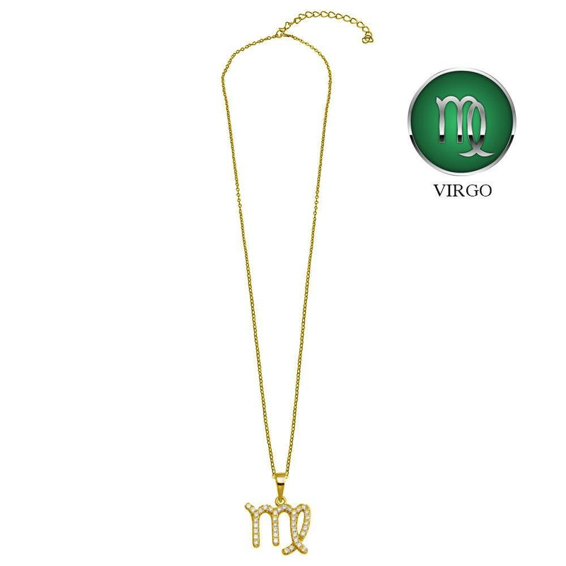 Collar con signo del zodiaco Virgo CZ chapado en oro de plata 925 - BGP01331GP